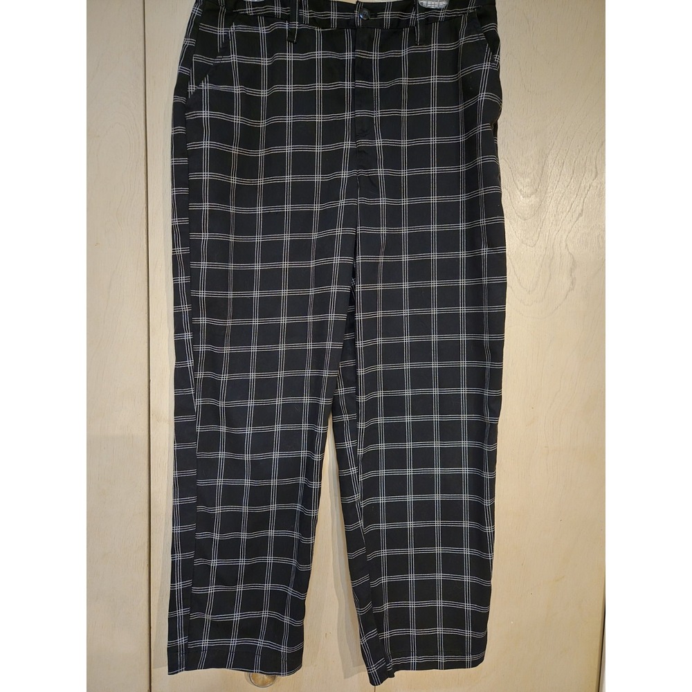 Vans Men's Plaid Chino Pants Black White 35x27 Straight Leg Skate